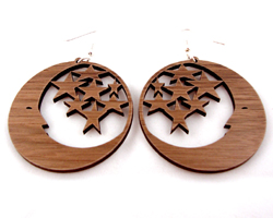 sustainable wooden earrings, design 013
