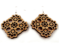 sustainable wooden earrings, design 023