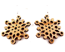 sustainable wooden earrings, design 024