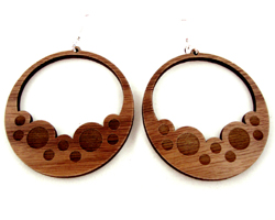 sustainable wooden earrings, design 042